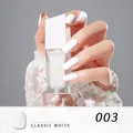 Quick-dry peelable classic white nail polish in square bottle shown on model - 03#Classic White