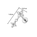 Stud de labret en acier avec fleurs en zircone étincelantes au fini argenté - Style Trèfle Pendant (2610-7# Argent)