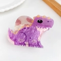 Cute purple cartoon dinosaur acrylic hair clip with pearl finish for women and kids - Purple Egg Dinosaur