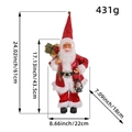 Standing Santa Claus figure in red sequin suit with gift bag and lamp, 45cm height size chart - Red Printed Hat Style