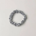Elegant silver satin scrunchie with silky finish for versatile hairstyling and comfort - Small Grey