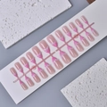 Pink and white marble press-on nails with 3D texture and ocean-themed mermaid finish - Nude Pink 3D Painted Flame Style (WY-035) / Multi-piece Box Set