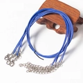 Blue 1.5mm braided wax rope necklace cord with silver lobster clasp and extender chain - Royal Blue