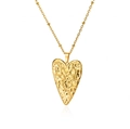 Collar de doble capa en acero inoxidable de 18K con colgante de corazón texturizado dorado - Corazón Texturizado (N06700G)
