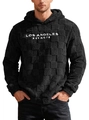 Herren Hoodie in Schwarz mit Los Angeles Stickerei und strukturierter Fleece-Textur - S / Schwarz