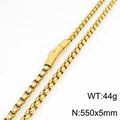 Collier minimaliste en acier inoxydable plaqué or 18K avec chaîne carrée 550x5mm - Collier Or (KN299572-Z)