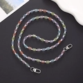 Detail of colorful candy bead crossbody phone strap with clear square beads and silver clasps - Crystal Beaded Style (K037)