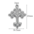 Silver vintage cross pendant with scroll patterns, dimensions 45mm by 30.5mm - Style Z2305S20/Scroll Design