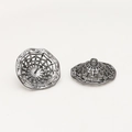 Detail of dark gray hollow mesh metal charms for DIY jewelry making and pendants - 9# Straw Hat Gun Black