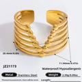 Waterproof gold multilayer stainless steel ring for women with minimalist v-shaped design - Multi-layer Hollow Ring (JZ21173)