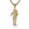 Colgante de astronauta de acero de titanio dorado con diseño de hip-hop para collar - Oro Solo Colgante (KP97455-KHX)