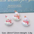 Pearlescent 28mm resin snowman charms with red hat and scarf for Christmas DIY crafts - Snowman