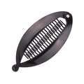 Glossy black banana hair clip with curved design and double-sided teeth for ponytails - Transparent Black
