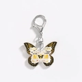Macro detail of butterfly acrylic keychain with golden metal ring and Mom gift text - Gold & Black - MOM Lettering