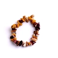 Handmade elastic bracelet with irregular natural stones in earthy brown and yellow tones - Egg Stone