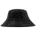 Sparkly black rhinestone bucket hat for women and men, ideal for party and stage wear - Black Full Rhinestones (JXF-48606)