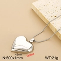 Polished silver heart pendant necklace with hollow structure and 500x1mm chain - Silver Hollow Heart Necklace (KN281893-K)