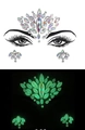 Luminous face jewel stickers with iridescent crystals glowing green in the dark - YG-017