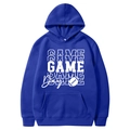 Royal blue hoodie with white Game Day American football print and kangaroo pocket - S / Tops / Sapphire Blue
