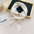 Elegant pleated pearl white silk square scarf for women with fine crinkle texture - Off White