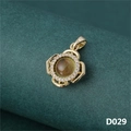 Golden clover pendant with brown gemstone and pavé zircon detailing, S925 engraved - Gold Temperature Sensitive Planet