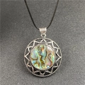Hexagram star crystal necklace with colorful abalone shell in retro silver frame - Abalone Shell