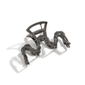 Minimalist gunmetal geometric hair claw clip with wavy lines and hollow structure - F532-3/Hollow Wave Black