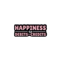 Spilla smaltata per contabili con testo rosa Happiness is Debits=Credits - La Felicità è Dare Avere (QHXZ1145)
