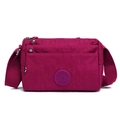 Rose red multi-pocket nylon crossbody bag with adjustable strap for casual daily use - Deep Magenta