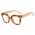 Cat eye glasses frame in tortoise shell and beige finish with anti-blue light lenses - Style C1 / Tortoise Frame Beige Legs