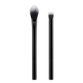 Professionele 2-delige make-up borstelset met poederborstel en oogschaduwkwast - Zwart