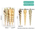Set of 6 gold Christmas icicle ornaments with matte, glossy and glitter finishes - Style 05-Gold Glossy Matte Glitter Icicle Set
