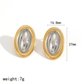 Minimalistische tweekleurige ovale oorbellen in goud en zilver voor dames, 27mm hoog - Goud en Zilver Gemengde Retro Ovale Stijl (TE60404-M) / Color Block