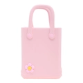 Borsa tote jelly in EVA rosa da donna con grazioso ciondolo floreale decorativo - Rosa