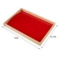 Bamboo jewelry display tray with red velvet interior measuring 35cm by 24.5cm - Bamboo Wood Necklace Tray - Red Velvet
