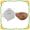 Brown dragon pattern resin storage bowl beside its white round silicone mold - Silicone / Plaid Dragon Candle Cup
