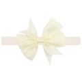 Elegant cream white ribbon bow headband for babies with high elasticity fabric band - Beige