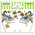 Sparkling St. Patrick's Day face art stickers with green clovers and glitter rhinestones - Clover Green Gold Brows
