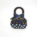 Navy blue gift box with gold foil polka dots and a large decorative bow handle - Dark Blue Polka Dot