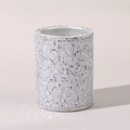 Sparkling silver rhinestone makeup brush holder and organizer for desktop vanity - Silver Checkered Star - Small