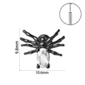 Clou d'oreille araignée en acier inoxydable noir avec cristal et tige sans filetage - Araignée Zircon Ovale Noire