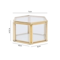 Hexagonal brass glass jewelry box 7x4.5cm with gold metal trim and clear glass lid - Style 6001B