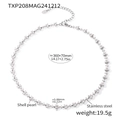 Collana in acciaio inossidabile argento con perle di conchiglia e misure in piano - Collana Con Perle Argento