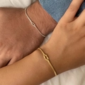 Pulseras de nudo minimalistas en oro y plata para parejas lucidas en muñecas de hombre y mujer - 16cm+5cm / Pulsera Color Acero (Soldadura por puntos)