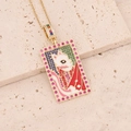 Detail of 18K gold-plated tarot pendant with fox mask enamel and colorful gemstones - Fox Mask Style (5#)