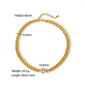 Gold-plated Cuban link chain necklace with a sparkling white heart zircon pendant - Heart Zirconia Cuban Link Necklace (YYN023168-W)