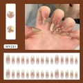 Cat-Eye-Glitzer-Nägel zum Aufkleben mit champagner-goldnem Farbverlauf und Strasssteinen - MY281 Sternenglanz (Kleber-Stil)