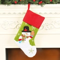 Linen Christmas stocking with snowman embroidery and gingerbread man detail - Red-top Snowman Style