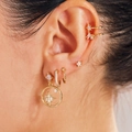 6-delige gouden sterren oorbellen set met zirkonia hartjes en ear cuffs voor dames - Sterrenhemel Zirconia Stijl / 14K Goud (5-delige set)