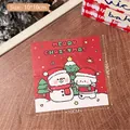 Cartoon dog and snowman Christmas packaging card with red background, 10x10cm size - Style 5 Christmas Nocturne Card Header
